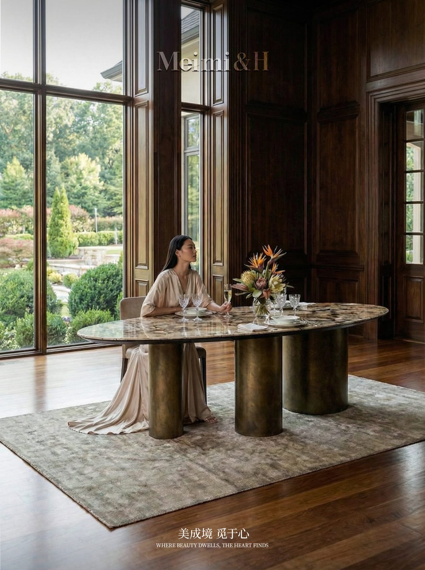 Baxter Drop Dining Table Front view